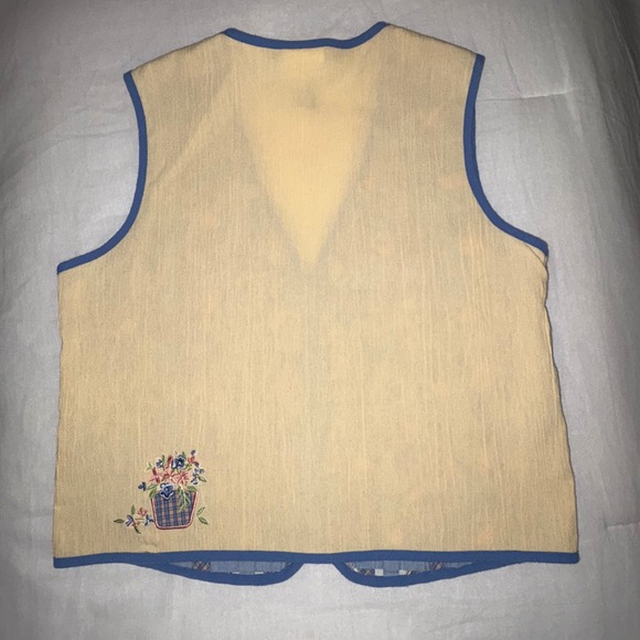 VTG Napa Valley Woven Patchwork Vest Button Floral Cottagecore Womens M HongKong - Picture 4 of 8